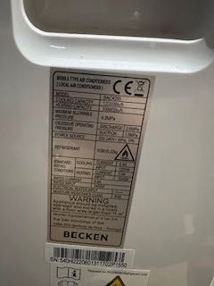 Ar Condicionado Portátil BECKEN BAC4255 (23 m² - 12000 BTU - Branco