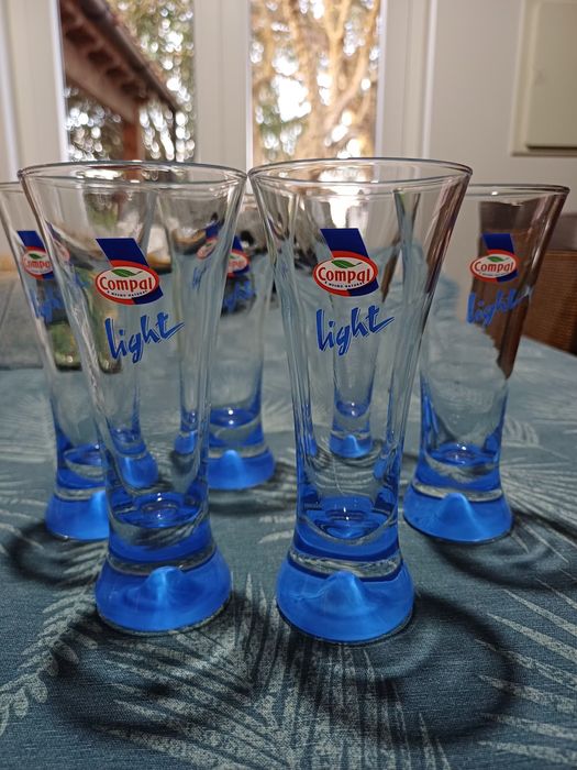 6 copos colecionáveis Compal Light azul