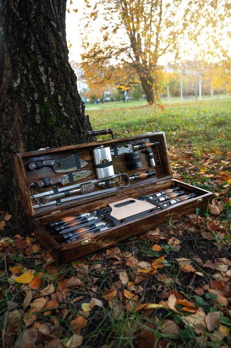 Набір шампурів у кейсі,шашличний набір, набір шампурів, подарунок