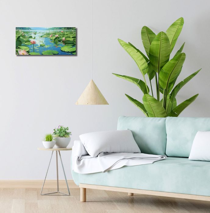Obraz 50x20cm Sielankowy Staw Lilii