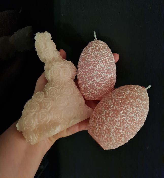 Świece Wielkanoc pisanki zając róż Home You Kik 3 szt. NOWE