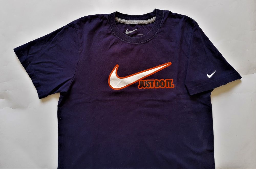 Nike T-shirt Koszulka Granatowa Logo 100% Bawełna