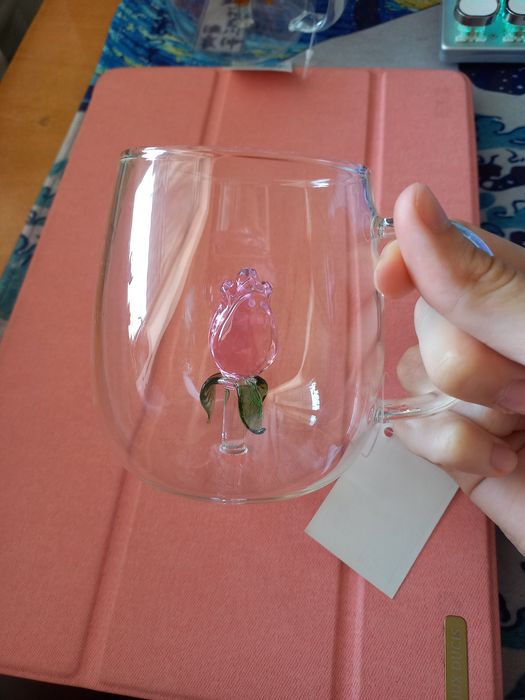 Чашка с розой звездой стекло