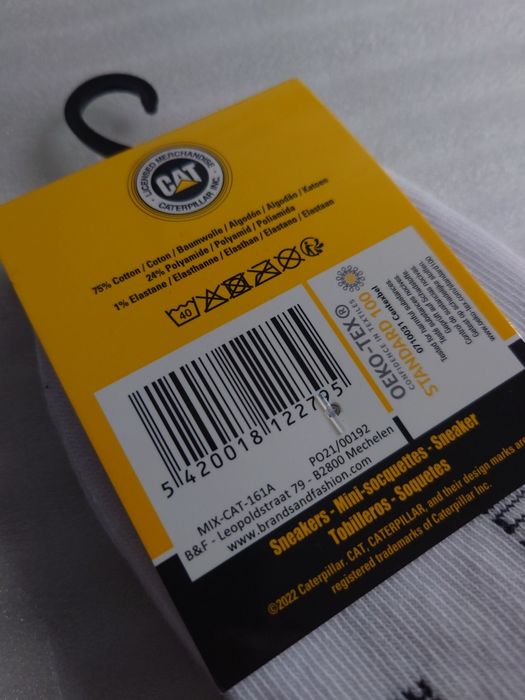 Białe Skarpetki 39-42 stopki CAT 3 pary krótkie do kostki Caterpillar