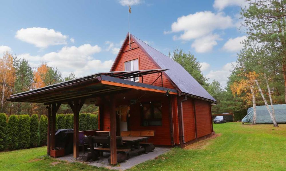 Domek drewniany na wynajem dla maks. 6 osób | balia ogrodowa | sauna