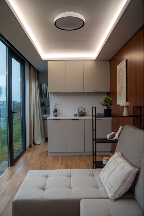 Nowoczesny domek mobliny, modułowy, letniskowy, kontenerowy.