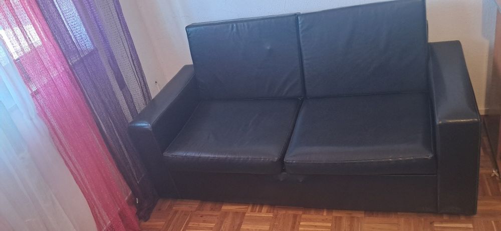 Sofá-Cama pele preto