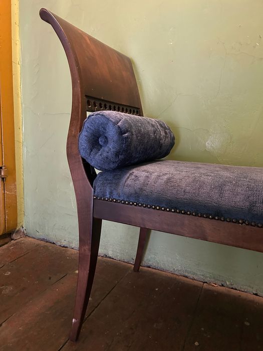 Ławka drewniana  - tapicerowana