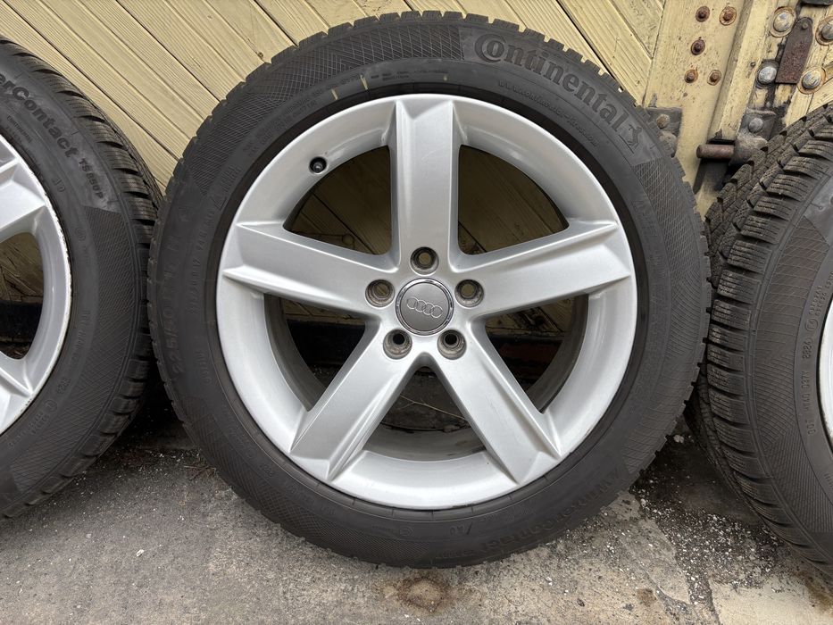 Oryginalne Alufelgi Audi 17 7.5J ET28 + Opony Zimowe Continental 2024 r.