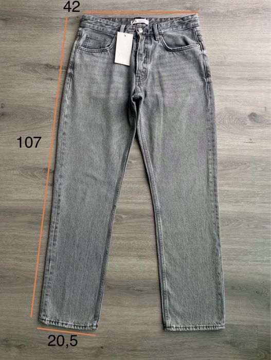 Calças de Ganga Cinzentas Straight Fit Zara Novas