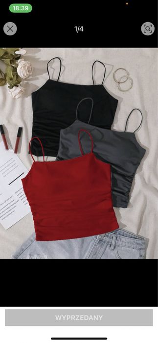 Zestaw 3 topów na ramiączkach z wkładkami na biust