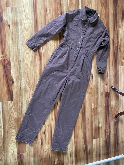 Kombinezon brazowy kawa cargo kieszenie jeans m l 38 40