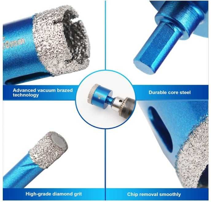 Otwornice diamentowe do gresu 11 elementów BRSCHNITT + walizka