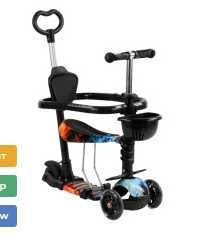 Дитячий самокат  з батьківською ручкою, бортиком та широкі колеса