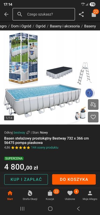 Sprzedam basen bestway 7.32x3.66m x1.32