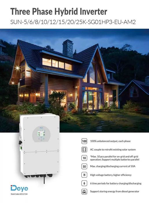 Kit Inversor trifásico deye 6kw + Neo 10kwh