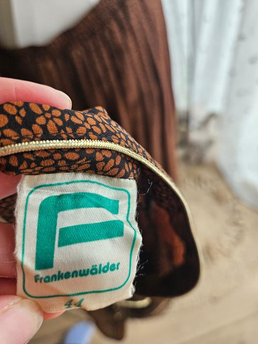Vintage komplet damski retro spódnica i koszula brązowy XL