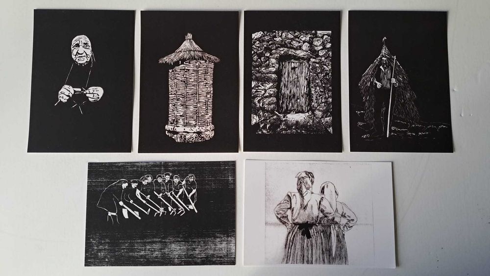 Colecção prints postais tradições Norte de Portugal Soajo arte gravura