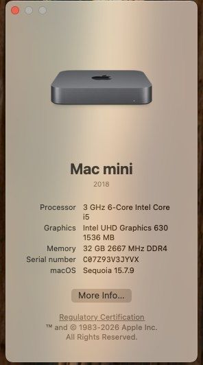 Mac mini i5 32/250 2018 late