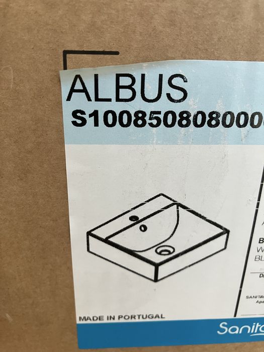 Lavatorio Sanitana Albus 60 , de pousar, com furo de torneira e esgoto