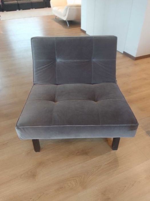 Cadeirão Cinzento Veludo Design Moderno Marca Innovation Living