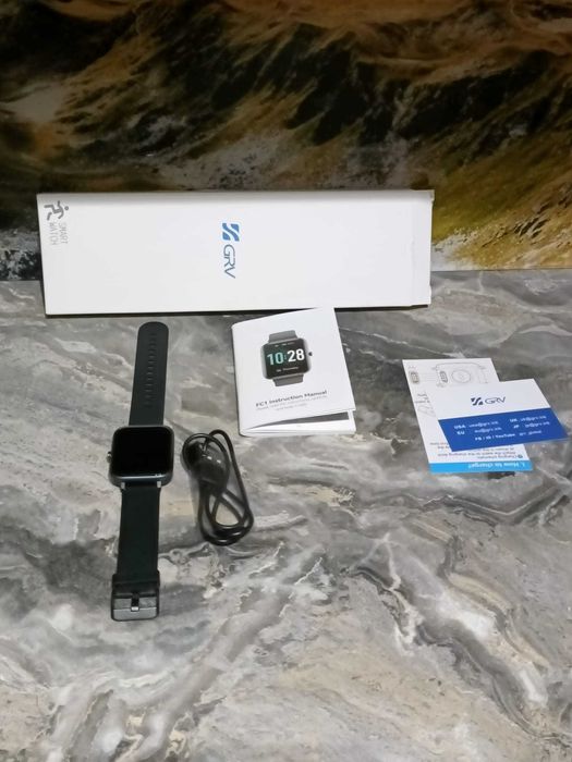 smartwatch zegarek inteligentny grv fc1 czarny gumowy sportowy