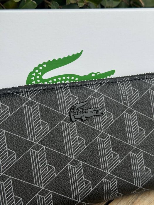 Чоловічий гаманець Lacoste чорний екошкіра стильний