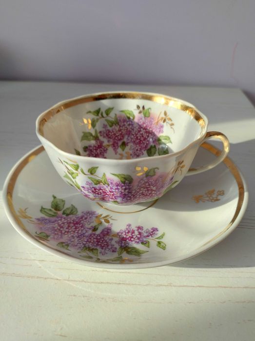 Колекційна Чайна пара Бузок Дульово Сирень Дулево 1963 рік СССР