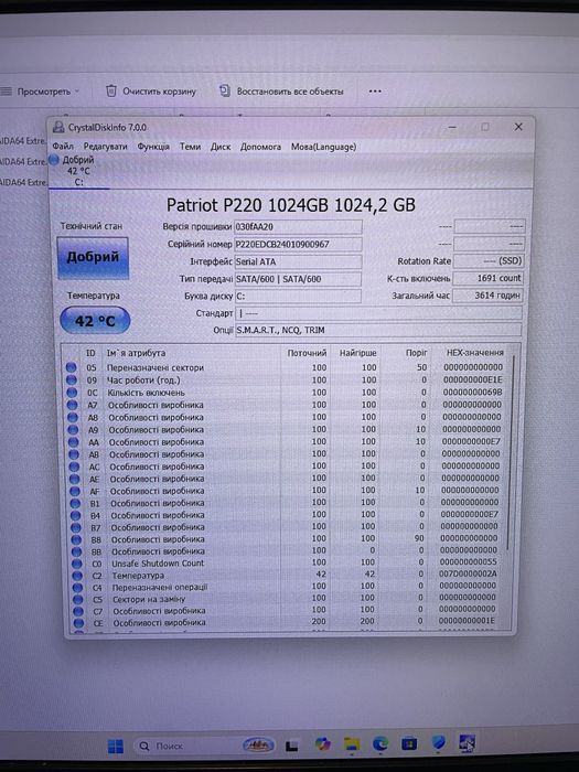 SSD Patrion 1000Gb (ГБ) 1Tb SATA 3, ССД Диск