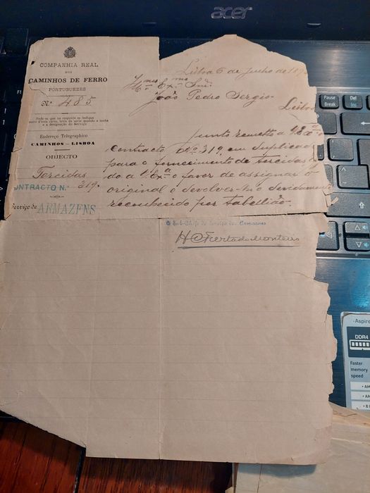 Real cp comboios portugueses papeis muito antigos