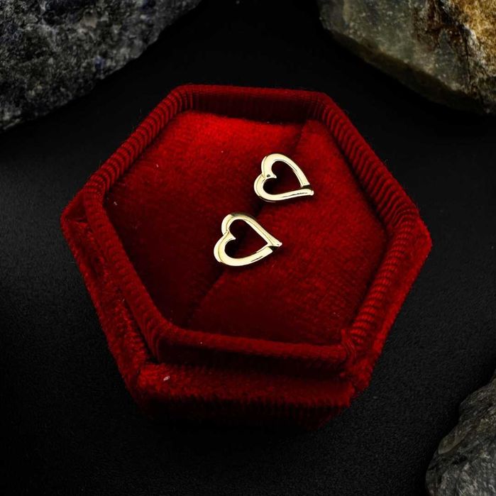 Złote kolczyki serduszka serca próby 585 waga 1.14g JAK NOWE