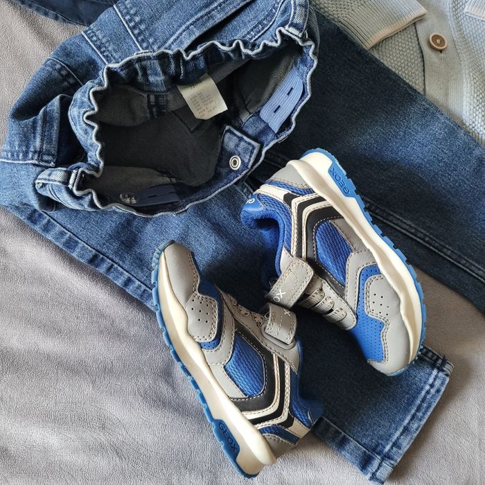 Zestaw h&m 92 granatowy jeansy koszula sweter geox  24
