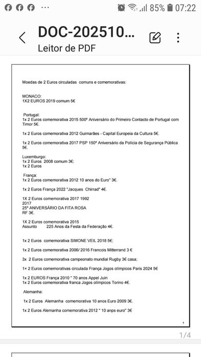 Moedas circuladas vários países 1 centimo a 2 euros