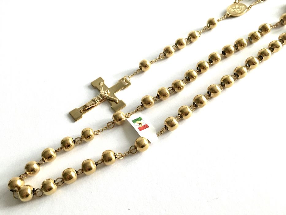 Złoty męski Różaniec/Naszyjnik-wybita próba 585-pozłacany ogniowo