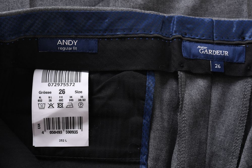 GARDEUR ANDY REGULAR FIT ciepłe szare spodnie męskie w kant wełna r 52