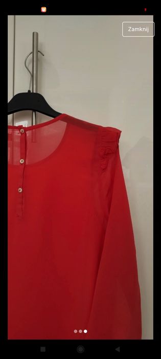 Bluzka Pull&bear malinowa falbanki S/M mgiełka