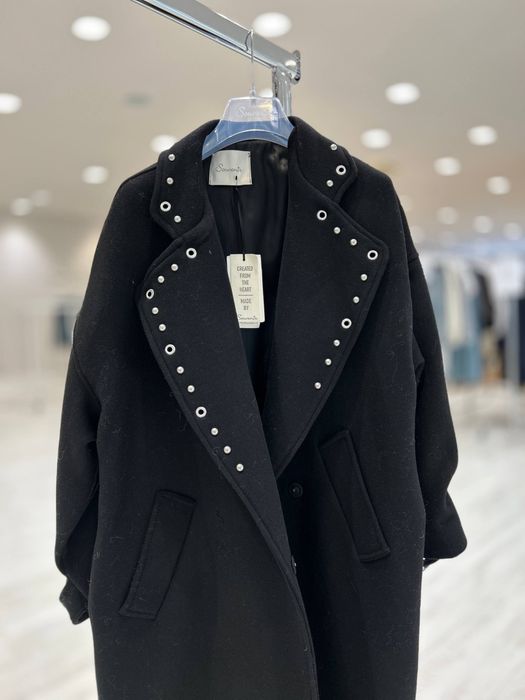 Пальто вовняне Souvenir італійське довге чорне брендове