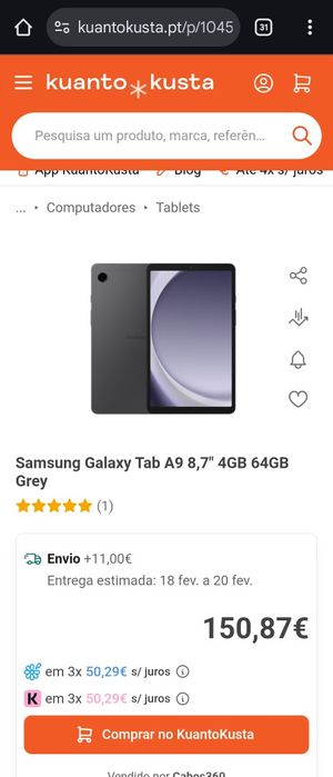 Samsung Galaxy Tab A9 8,7" 4GB 64GB Grey