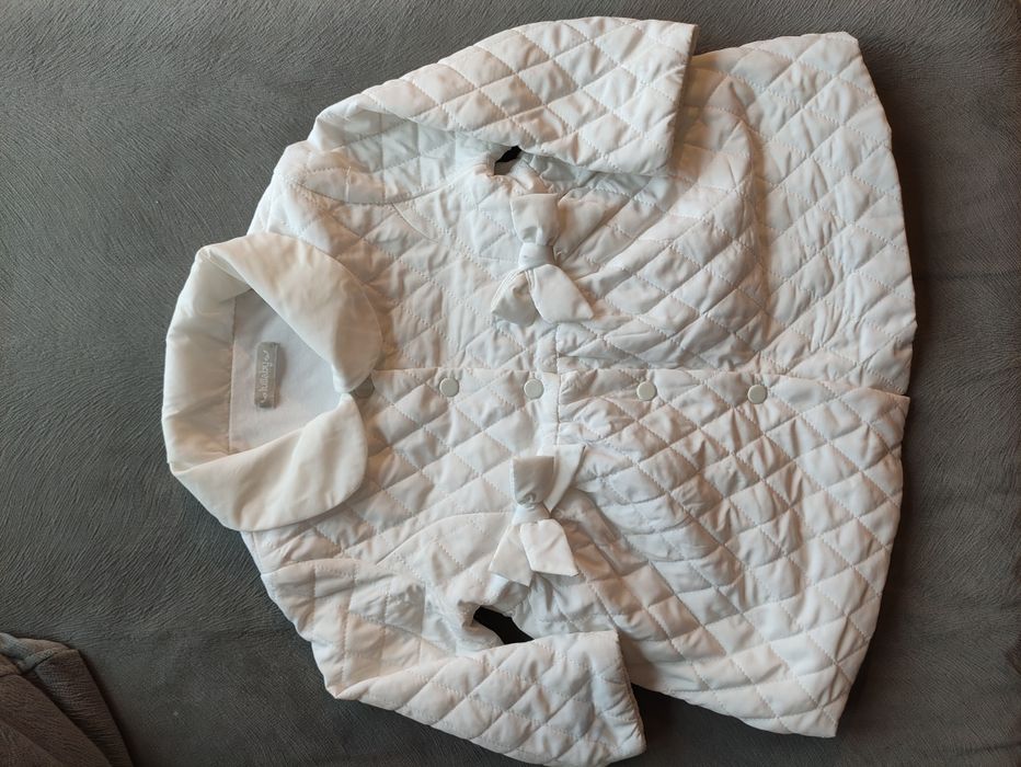 Komplet do Chrztu Świętego sukienka płaszczyk buciki czapka