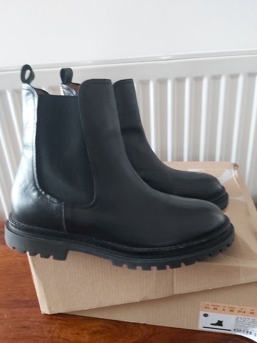 ZARA*skórzane czarne klasyczne botki sztyblety r.34