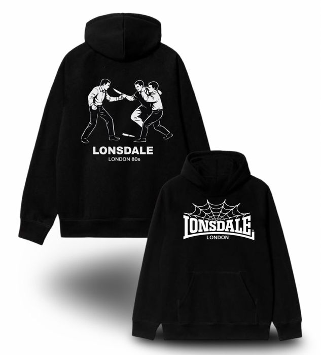 Худи Lonsdale London Fight Logo черное лонсдей кофта толстовка