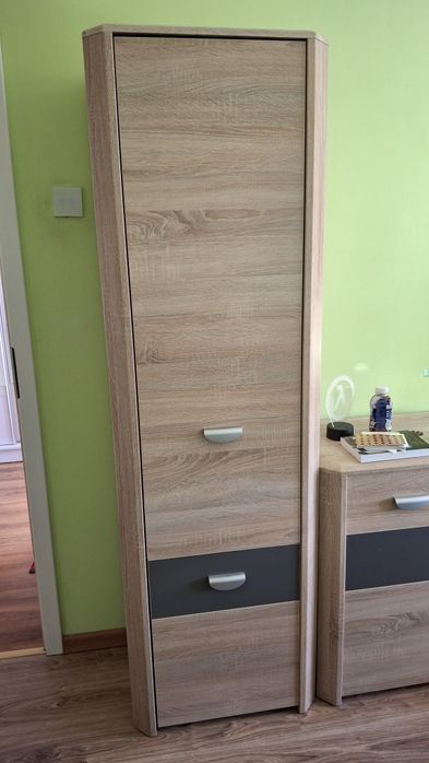 Biurko i 2 słupki meblowe z półkami i szafkami dla dziecka