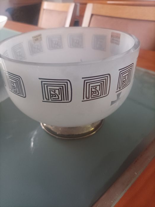 Taça em cristal serigrafado e pé em prata437559191353446403