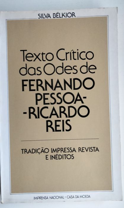 Texto Crítico das Odes de Fernando Pessoa-Ricardo Reis, de Silva Bélkior