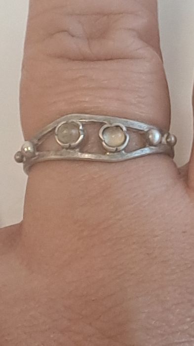 Warmet retro PRL pierścionek srebrny z  falbanką