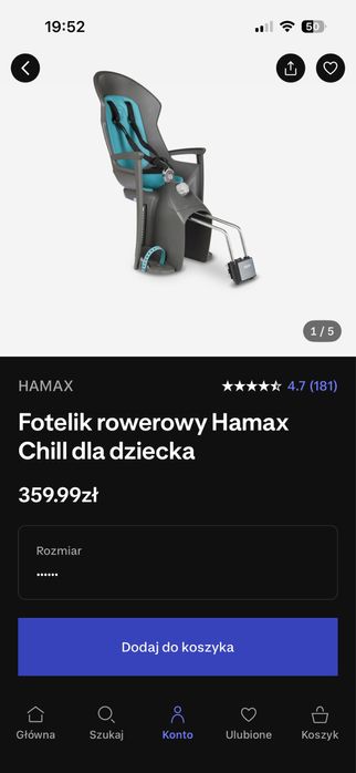 Fotelik rowerowy Hamax chill z dwoma pałąkami