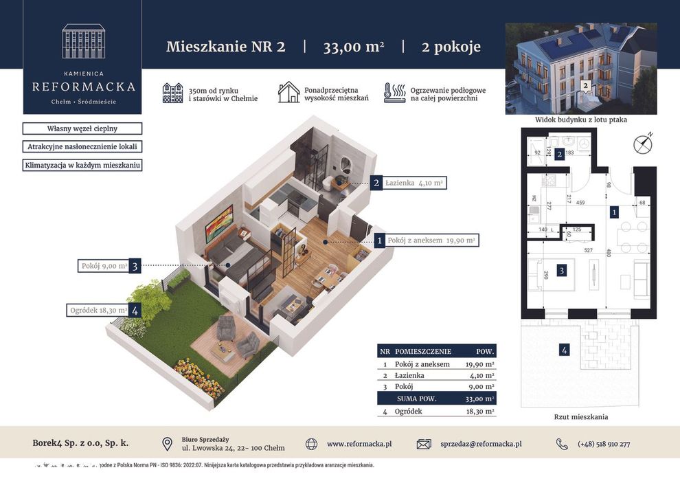 Apartament z ogródkiem w nowopowstałej kamienicy w centrum Chełma.