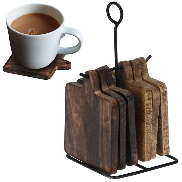 Podkładki drewniane zestaw + stojak