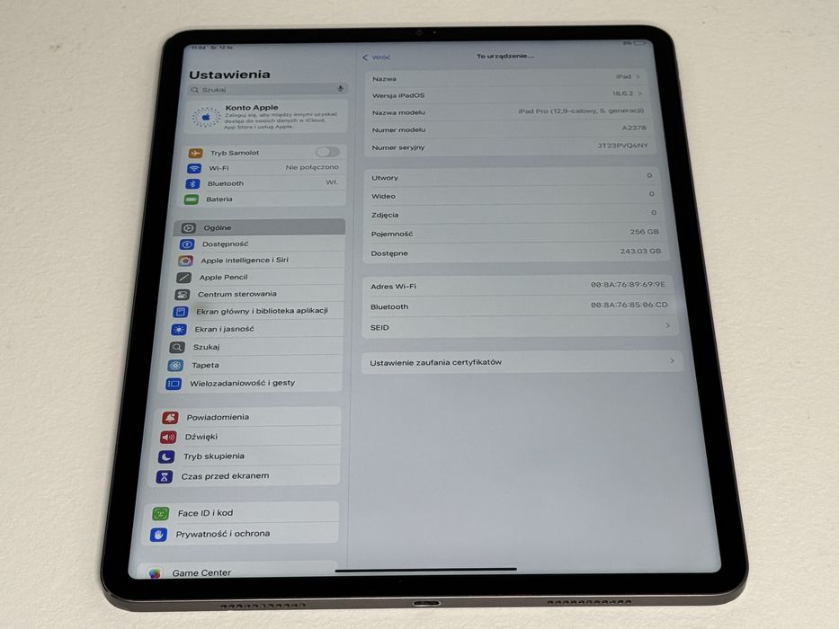 iPad Pro 12.9 5. gen. (A2378) - Apple M1 - 256GB - faktura VAT 23%