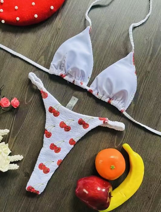 Купальник гарний сексуальний міні бікіні білий з малюнком